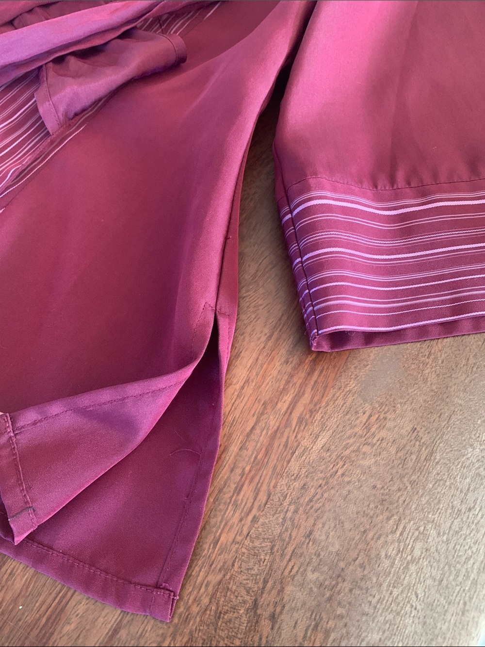 Tristan Burgundy & Lavender Striped Kimono Style Wrap Blouse, XL (M) - Picture 6 of 9